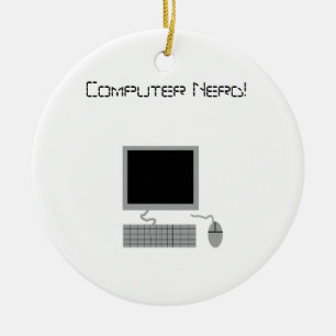 Computer Nerd Ceramic Tree Decoration