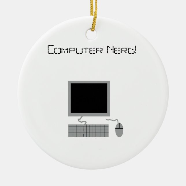 Computer Nerd Ceramic Tree Decoration (Front)
