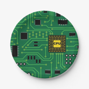 Computer Nerd Circuit Board CPU                  I Paper Plate