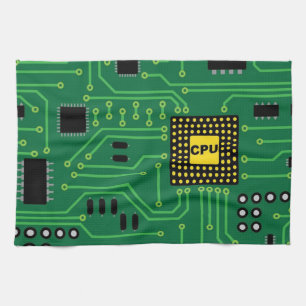Computer Nerd Circuit Board CPU I Tea Towel