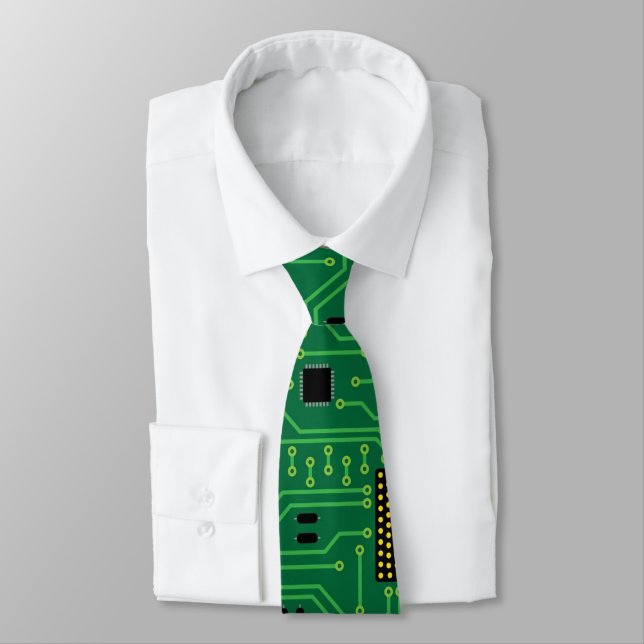Computer Nerd Circuit Board CPU Tie (Tied)