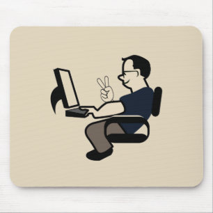Computer Nerd Peace Sign Mouse Pad