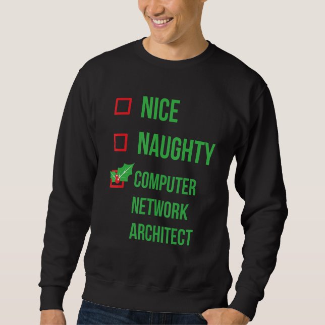 Computer Network Architect Funny Pajama Christmas Sweatshirt (Front)