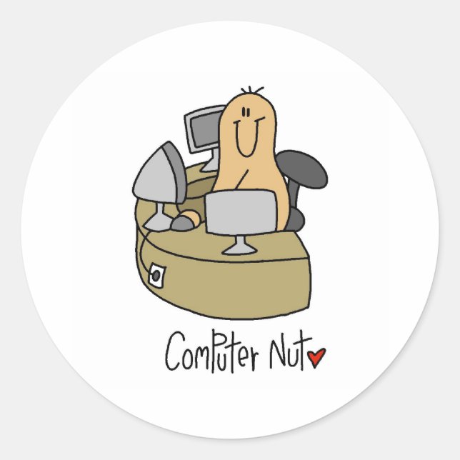 Computer Nut Classic Round Sticker (Front)