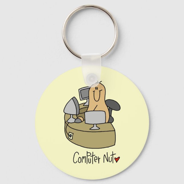 Computer Nut T-shirts and Gifts Key Ring (Front)
