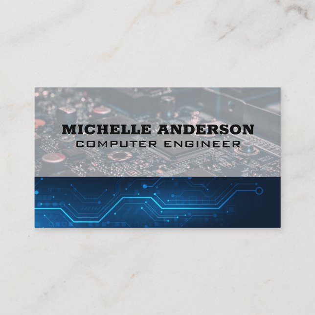 Computer Parts | Hardware Tech Background  Business Card (Front)