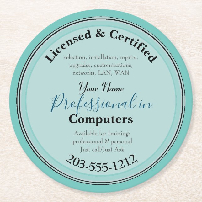 Computer Professional Advertising HAMbWG Round Pap Paper Coaster (Front)