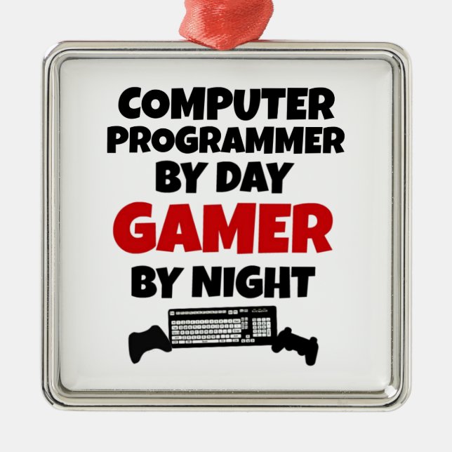 Computer Programmer by Day Gamer by Night Metal Tree Decoration (Front)