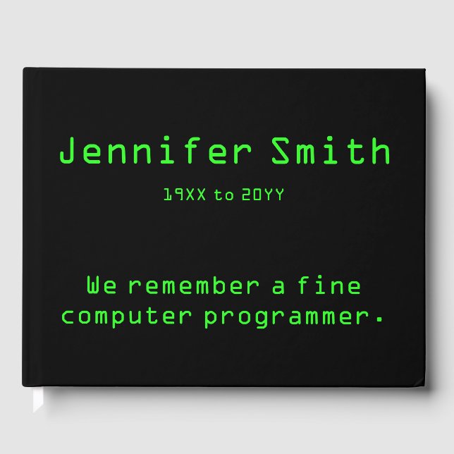 Computer Programmer Funeral/Memorial Guest Book (Front)