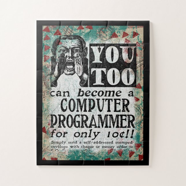 Computer Programmer - Funny Vintage Retro Jigsaw Puzzle (Vertical)