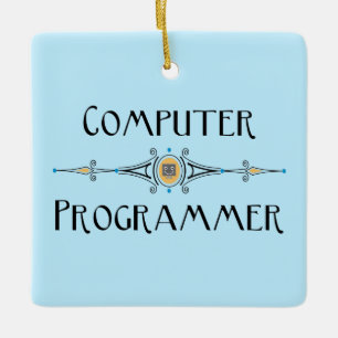 Computer Programmer Line Ceramic Ornament
