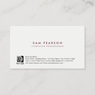 Computer Programmer Simple Minimal Business Card