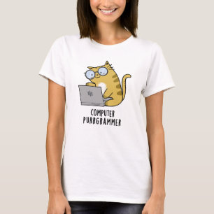 Computer Purr-grammer Funny Cat Pun  T-Shirt