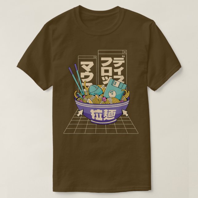 Computer Ramen Anime Noodles Kawaii Japanese Japan T-Shirt (Design Front)