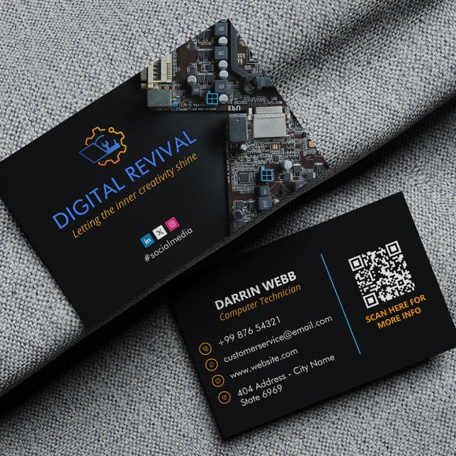 Computer Repair Business | Modern Dark  Business Card (Creator Uploaded)
