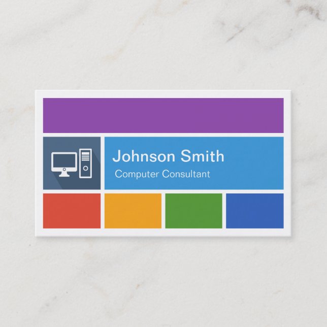 Computer Repair - Creative Modern Metro Style Business Card (Front)