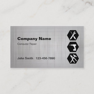 Computer Repair Digital Silver business cards