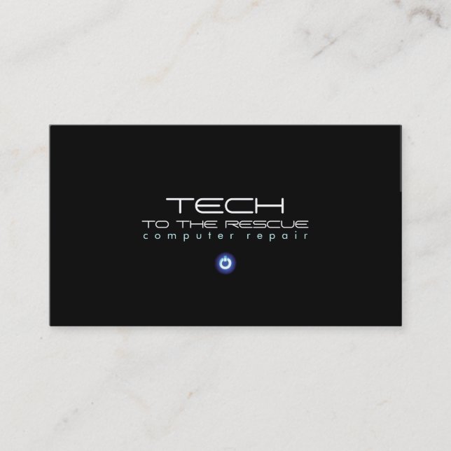 Computer Repair Technician Black PC Business Card (Front)