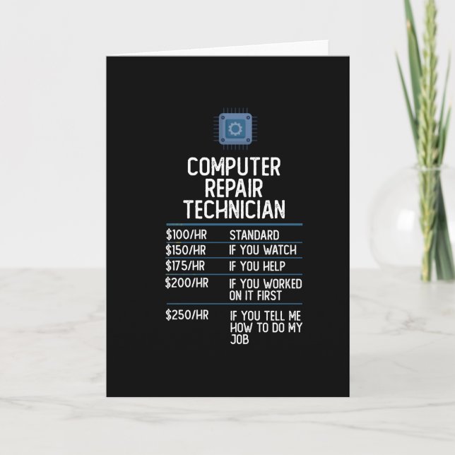 computer repair technician funny gift present idea card (Front)