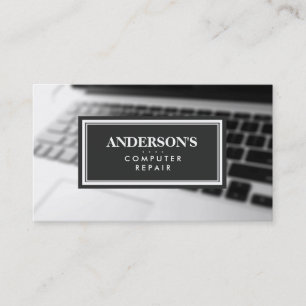 Computer Repair Technician Keyboard Blurred Business Card