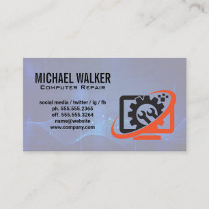 Computer Repair   Wrench   Engineer Business Card