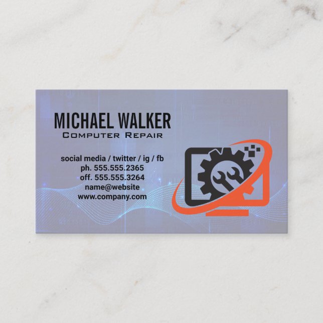 Computer Repair | Wrench | Engineer Business Card (Front)