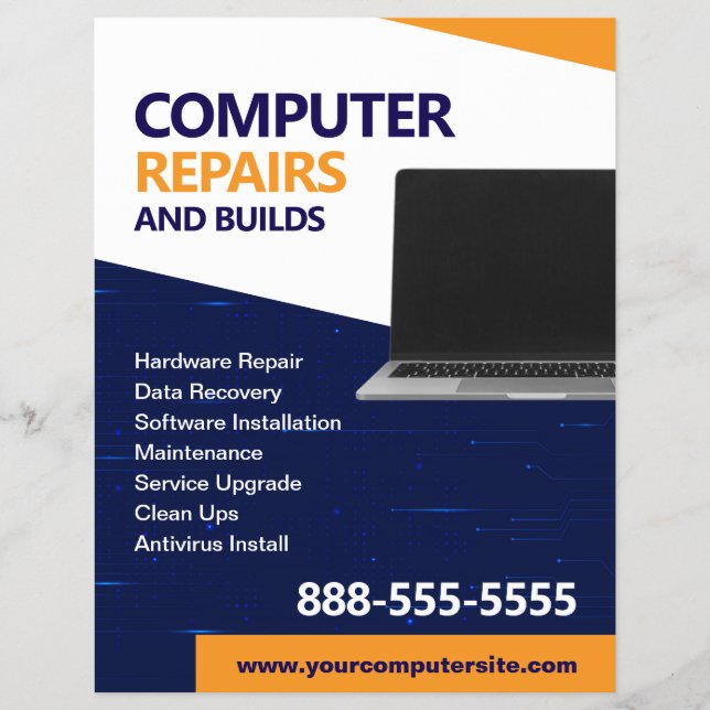Computer Repairs and Maintenance Flyer Template (Front)