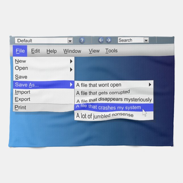 Computer sarcasm. tea towel (Horizontal)