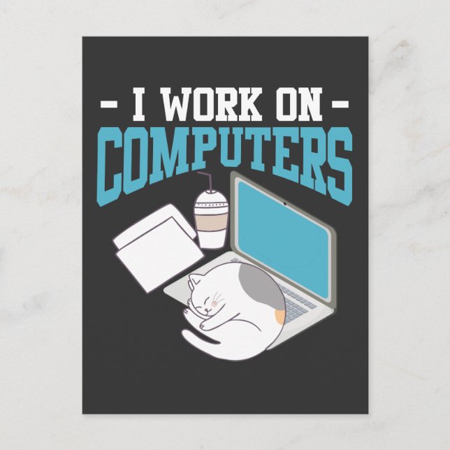 Computer Science Cat Gaming Nerd Kitten Programmer Postcard (Front)