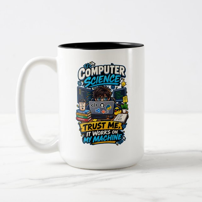 Computer Science Funny Programmer – Trust Me  Two-Tone Coffee Mug (Left)