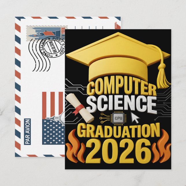Computer Science Graduation T-Shirt  Holiday Postcard (Front/Back)
