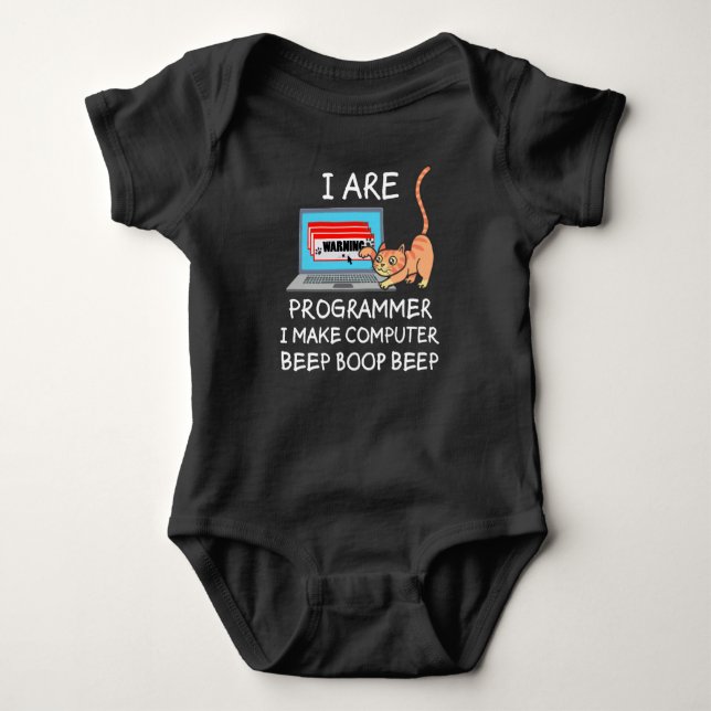 Computer Science IT Computer Cat Funny Saying Gift Baby Bodysuit (Front)