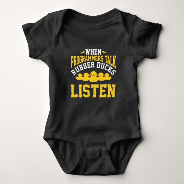 Computer Science Programmer Developer Rubber Duck Baby Bodysuit (Front)