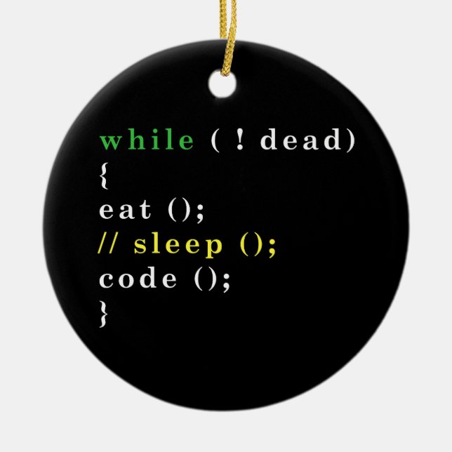 Computer Science Python Programmer Eat Code Sleep Ceramic Tree Decoration (Front)
