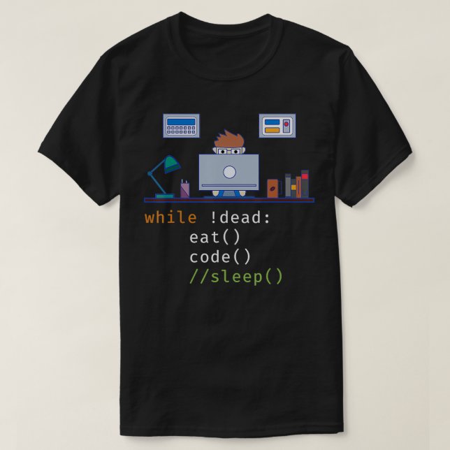 Computer Science Python Programmer Gift Eat Code S T-Shirt (Design Front)