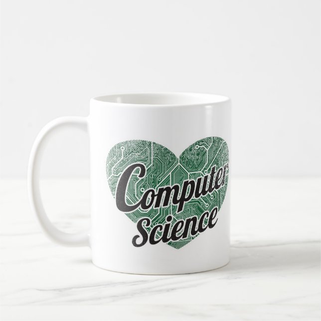 Computer Science Retro Heart Blackboard Love Coffee Mug (Left)