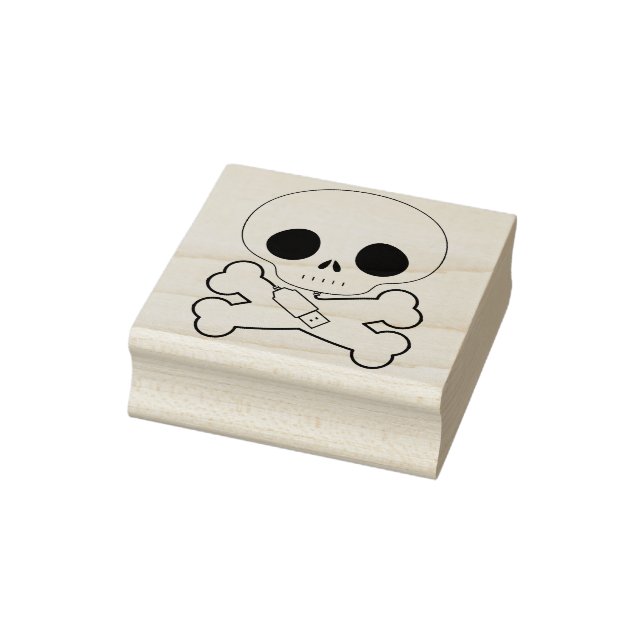 Computer skull with usb illustration art stamp (Stamp)