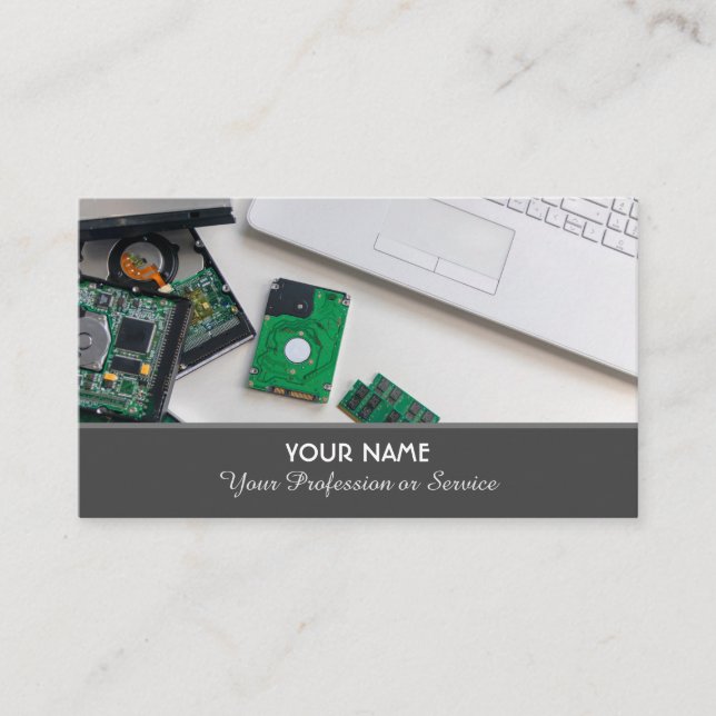 Computer specialist and computer repair specialist business card (Front)