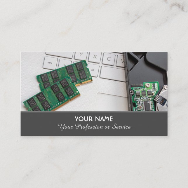 Computer specialist and computer repair specialist business card (Front)