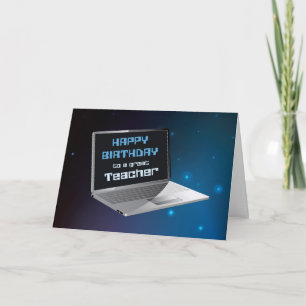 Computer Teacher From All of Us Birthday, Computer Card