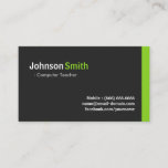 Computer Teacher - Modern Minimalist Green Business Card<br><div class="desc">Computer Teacher - Modern Minimalist Black and Green - Unique Design for you. (1) Clicking 'Customise it' Button - All text style,  colours,  sizes can be modified to fit your needs. (2) If need any further customisation,  please contact me.</div>