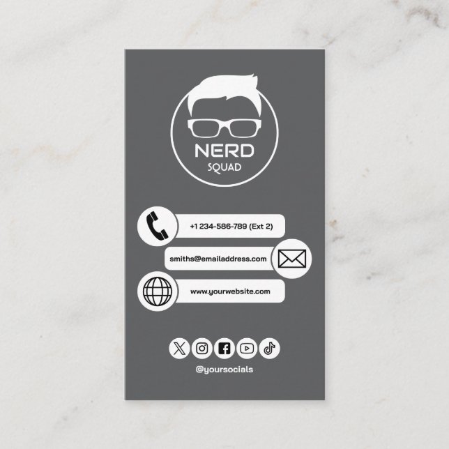 Computer Tech Guy Nerdy Business Card (Front)
