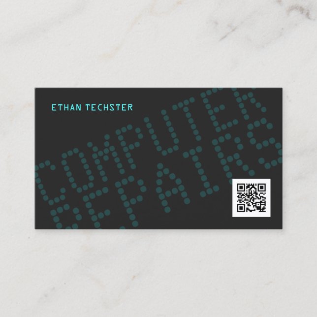 Computer tech modern dark business card (Front)