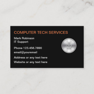 Computer Tech Support Services With Logo Business Card
