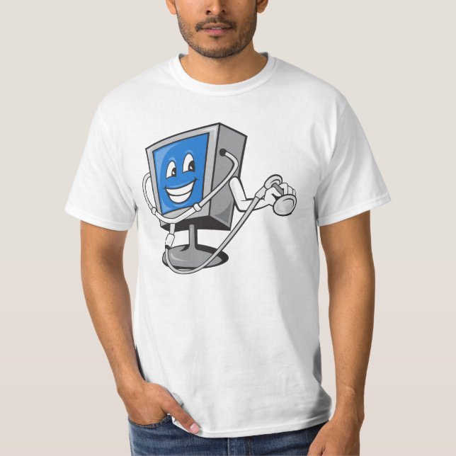 Computer TV Monitor With Doctor Stethoscope T-Shirt (Front)