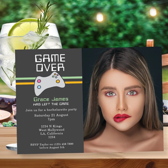 Computer Video Game Over Bachelorette Party Invitation (Computer Video Game Over Bachelorette Party Invitation by Ricaso. Fun gamer nerd party bride to be)