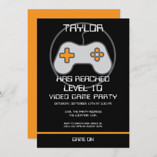 Computer Video Game Player Levelling Up Birthday Invitation