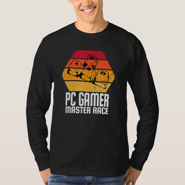 Computer Video Games Wasd Pc Gamer Funny Master Ra T-Shirt (Front)