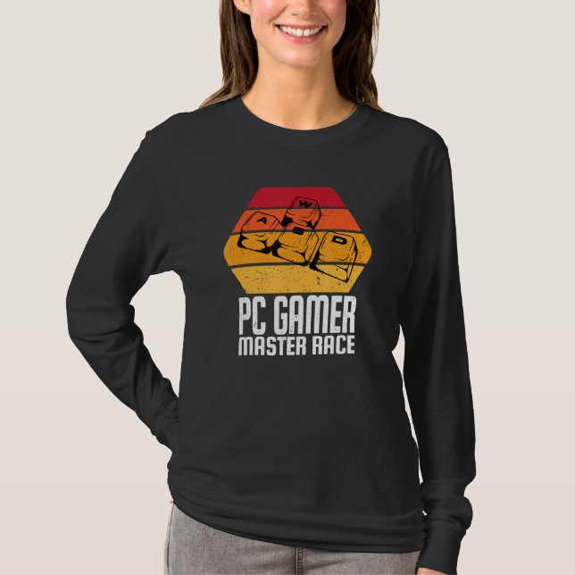 Computer Video Games Wasd Pc Gamer Funny Master Ra T-Shirt (Front)