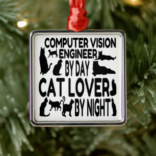 Computer Vision Engineer Loves Cats Metal Tree Decoration